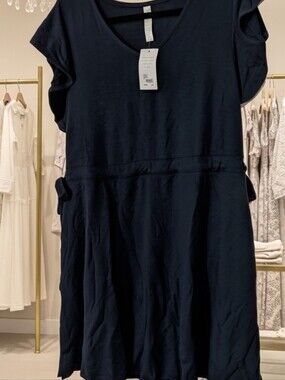 Lane Bryant Navy V‑Neck Swim Coverup with Side Tie Details
